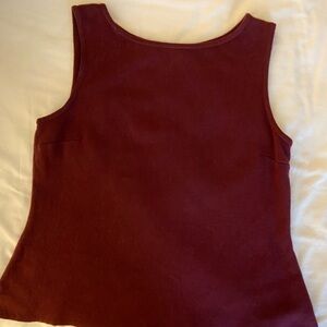 St. John Burgundy Wool/Rayon Tank Top with side slits S EUC